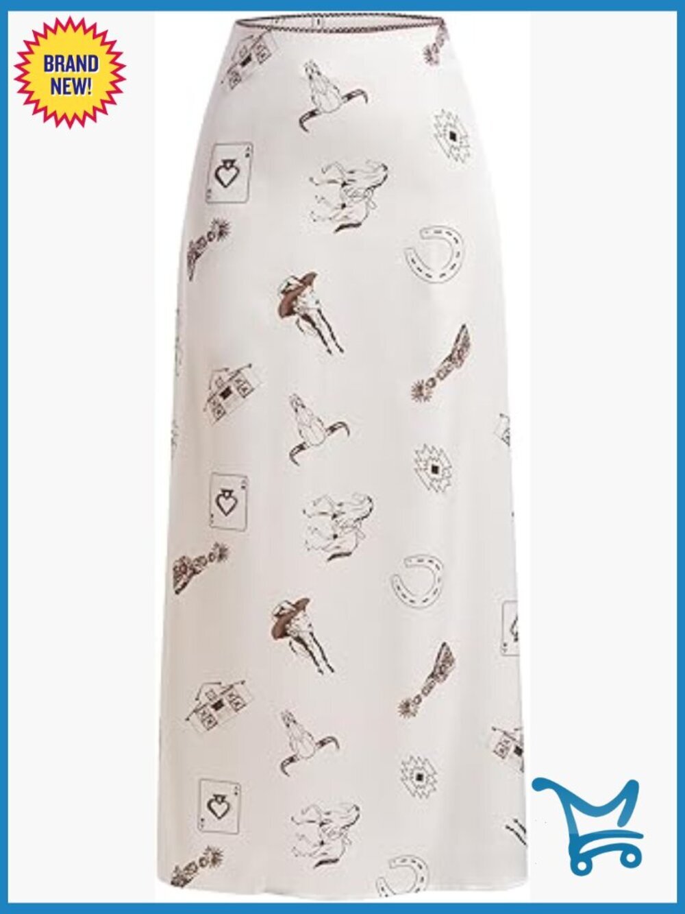 Western Print Maxi Skirt High Waisted Cowgirl Party Festival Streetwear